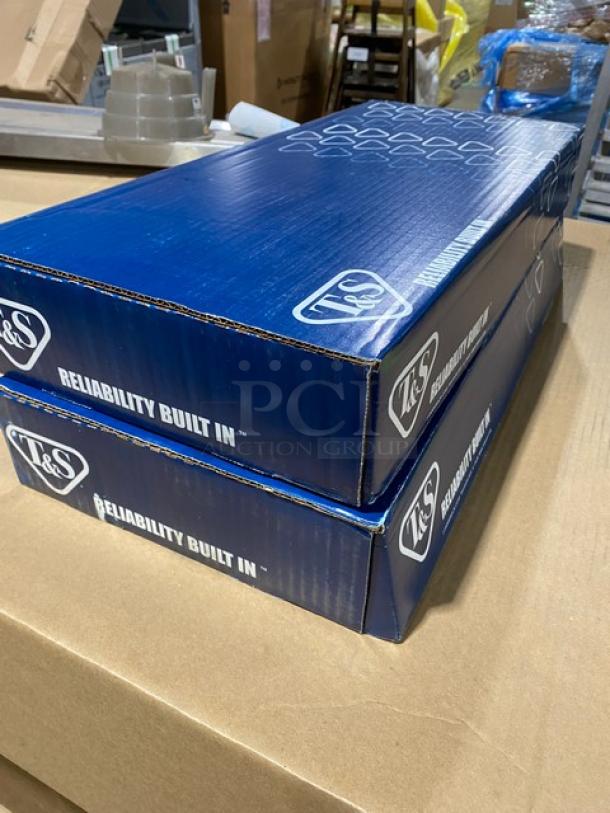 BRAND NEW! IN THE BOX! T & S Brass Commercial Chrome Plated Wall Mount Pre-Rinse Unit! With 12" Swing Nozzle! With 44" Flex Hose! With B-0107-C Low Flow Spray Valve! Model: B-0133-ADF12-BC! - Image 4 of 11