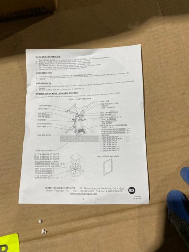 BRAND NEW! IN THE BOX! Nemco Commercial Cast Aluminum Easy Frykutter 1/4" French Fry Cutter! With Stainless Steel Blades! Model: 55450-1! - Image 7 of 8