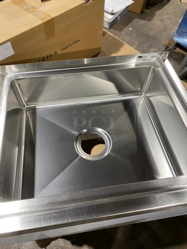 BRAND NEW! IN THE BOX! John Boos Commercial Stainless Steel Floor Mounted Mop Sink! With 20"W x 16" x 6" Deep Compartment! With Basket Drain! Model: PBMS2016-6! - Image 7 of 10