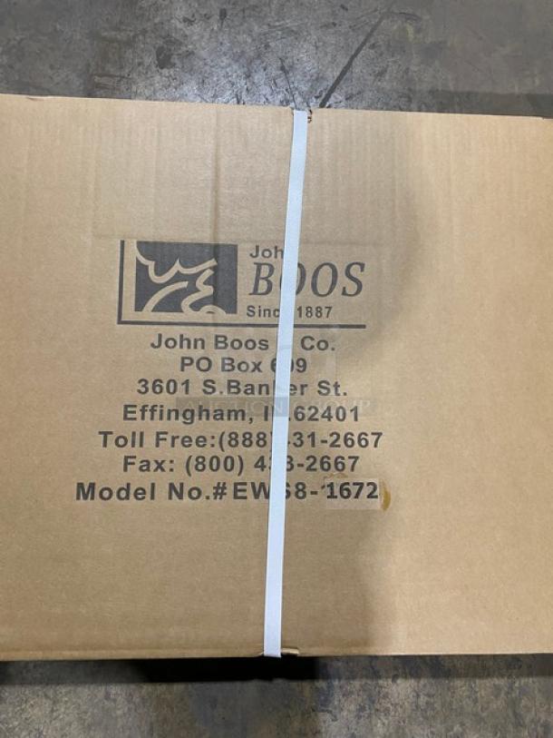 BRAND NEW! IN THE BOX! John Boos Commercial Stainless Steel 72" x 16" Wall-Mount Shelf! With Safety Stallion Front Edge! With 1.5" Turned Up Backsplash! With Support Brackets! Model: EWS8-1672! - Image 4 of 7