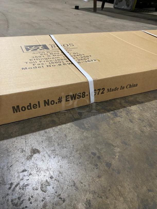 BRAND NEW! IN THE BOX! John Boos Commercial Stainless Steel 72" x 16" Wall-Mount Shelf! With Safety Stallion Front Edge! With 1.5" Turned Up Backsplash! With Support Brackets! Model: EWS8-1672! - Image 5 of 7