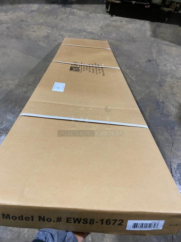 BRAND NEW! IN THE BOX! John Boos Commercial Stainless Steel 72" x 16" Wall-Mount Shelf! With Safety Stallion Front Edge! With 1.5" Turned Up Backsplash! With Support Brackets! Model: EWS8-1672! - Image 7 of 7