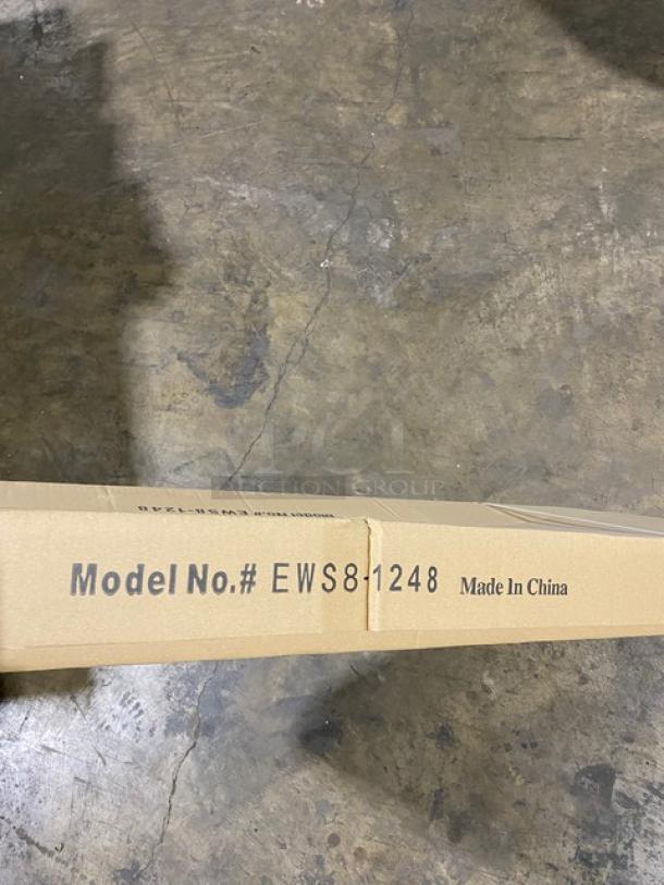 BRAND NEW! IN THE BOX! John Boos Commercial Stainless Steel 48" x 12" Wall-Mount Shelf! With Safety Stallion Front Edge! With 1.5" Turned Up Backsplash! With Support Brackets! Model: EWS8-1248! - Image 5 of 6
