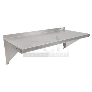 BRAND NEW! IN THE BOX! John Boos Commercial Stainless Steel 48" x 16" Wall-Mount Shelf! With Safety Stallion Front Edge! With 1.5" Turned Up Backsplash! With Support Brackets! Model: EWS8-1648!