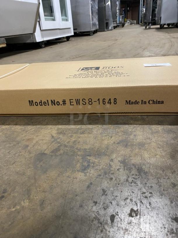 BRAND NEW! IN THE BOX! John Boos Commercial Stainless Steel 48" x 16" Wall-Mount Shelf! With Safety Stallion Front Edge! With 1.5" Turned Up Backsplash! With Support Brackets! Model: EWS8-1648! - Image 5 of 8
