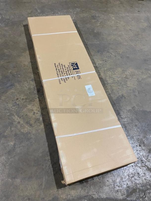BRAND NEW! IN THE BOX! John Boos Commercial Stainless Steel 60" x 16" Wall-Mount Shelf! With Safety Stallion Front Edge! With 1.5" Turned Up Backsplash! With Support Brackets! Model: EWS8-1660! - Image 3 of 8
