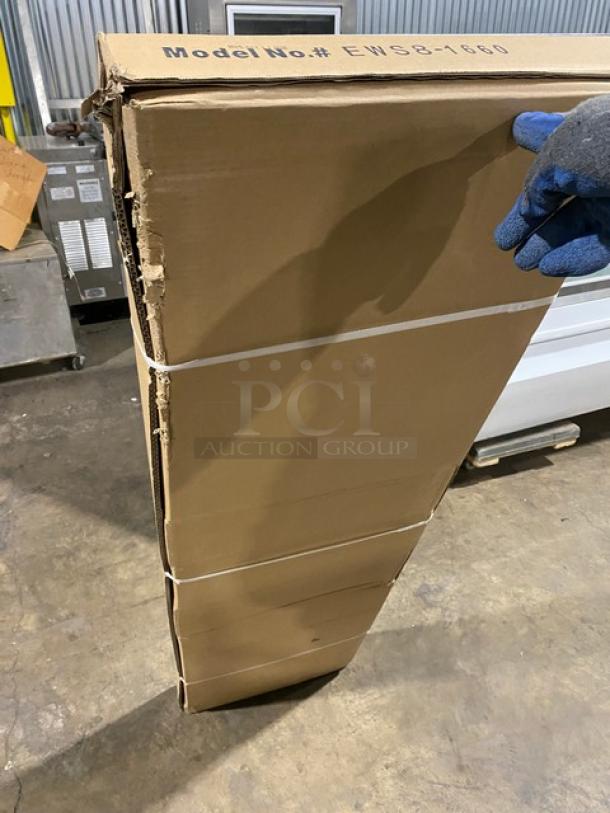 BRAND NEW! IN THE BOX! John Boos Commercial Stainless Steel 60" x 16" Wall-Mount Shelf! With Safety Stallion Front Edge! With 1.5" Turned Up Backsplash! With Support Brackets! Model: EWS8-1660! - Image 6 of 8