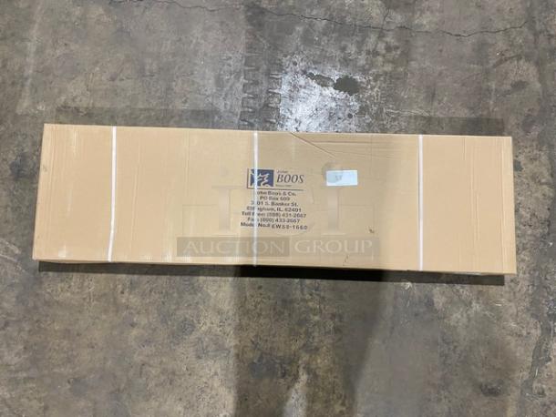 BRAND NEW! IN THE BOX! John Boos Commercial Stainless Steel 60" x 16" Wall-Mount Shelf! With Safety Stallion Front Edge! With 1.5" Turned Up Backsplash! With Support Brackets! Model: EWS8-1660! - Image 2 of 6