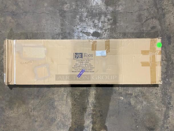 BRAND NEW! IN THE BOX! John Boos Commercial Stainless Steel 60" x 16" Wall-Mount Shelf! With Safety Stallion Front Edge! With 1.5" Turned Up Backsplash! With Support Brackets! Model: EWS8-1660! - Image 2 of 6