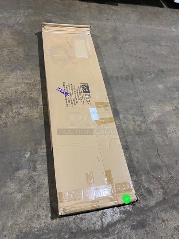 BRAND NEW! IN THE BOX! John Boos Commercial Stainless Steel 60" x 16" Wall-Mount Shelf! With Safety Stallion Front Edge! With 1.5" Turned Up Backsplash! With Support Brackets! Model: EWS8-1660! - Image 3 of 6