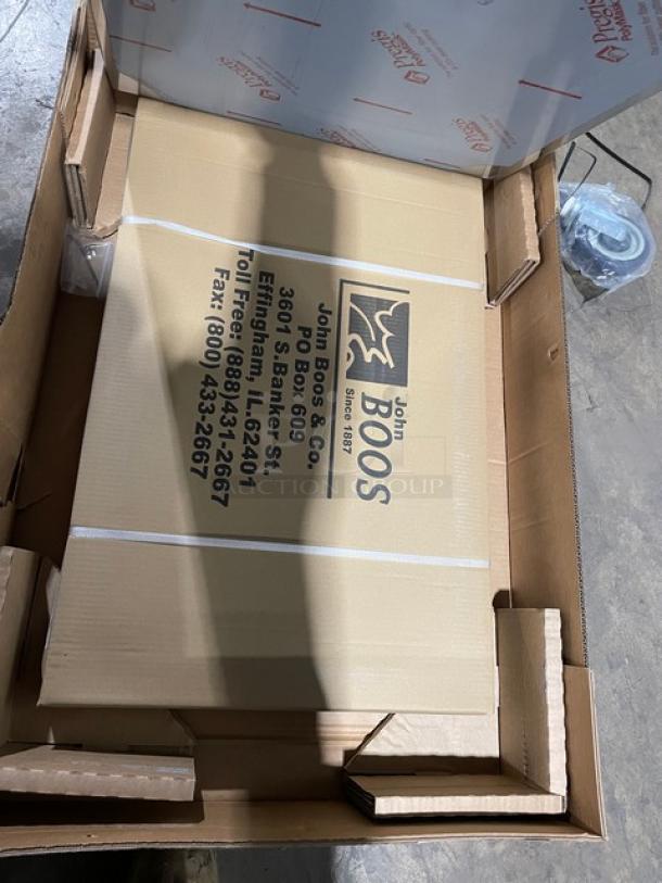 BRAND NEW! IN THE BOX! John Boos Commercial Stainless Steel 36" Flat Worktop Table! With Safety Stallion Front & Rear Edges! With Adjustable Undershelf! Model: ST6-3624SSK! With John Boos Commercial Heavy-Duty Casters Included! Model: CAS01-R! - Image 8 of 9