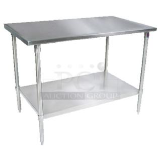 BRAND NEW! IN THE BOX! John Boos Commercial Stainless Steel 60" Flat Worktop Table! With Safety Stallion Front & Rear Edges! With Adjustable Undershelf! Model: ST6-3060SSK! With John Boos Commercial Heavy-Duty Casters! Model: CAS01-R!
