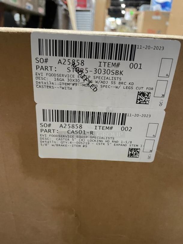 BRAND NEW! IN THE BOX! John Boos Commercial Stainless Steel 60" Worktop Table! With 5" Back Splash! With Safety Stallion Front Edge! With Adjustable Bracing! Model: ST6R5-3030SBK! With John Boos Commercial Heavy-Duty Casters! Model: CAS01-R! - Image 6 of 10
