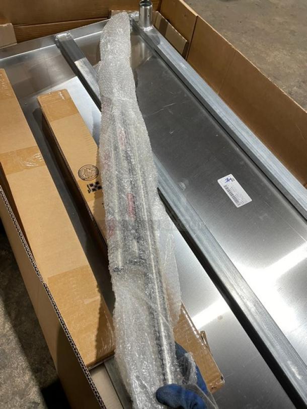 BRAND NEW! IN THE BOX! John Boos Commercial Stainless Steel 60" Worktop Table! With 5" Back Splash! With Safety Stallion Front Edge! With Adjustable Bracing & Bullet Feet Legs! Model: ST6R5-3060SBK! - Image 8 of 10