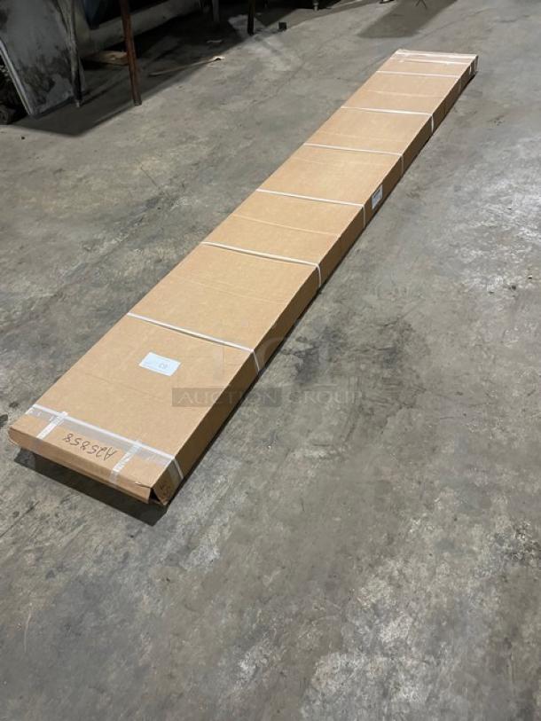 BRAND NEW! IN THE BOX! John Boos Commercial Stainless Steel 108" Wall Mount Shelf! With Pot Rack & Hooks! With 1.5" Rear Up-Turn Back Splash! Model: BHS16108PR! - Image 4 of 7