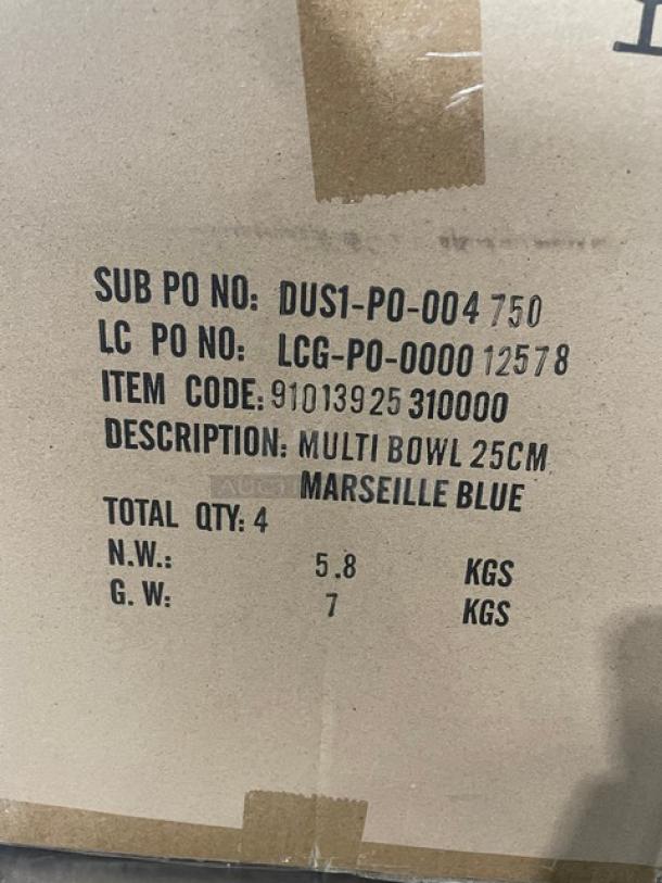 BRAND NEW! IN THE BOX! Le Creuset Commercial Stoneware Marseille Blue 3.1 Qt. Round Multi-Bowls! 4 Per Case! 2X Your Bid! - Image 8 of 8