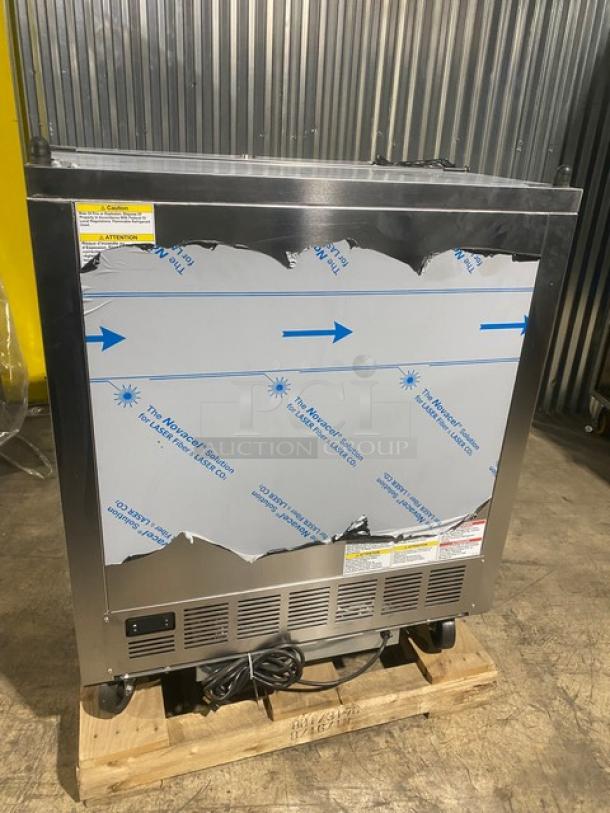 NEW! SCRATCH-N-DENT! Beverage-Air Commercial Stainless Steel Cold Wall Single Access Milk Cooler! Energy Star Certified! With Heavy-Duty Epoxy-Coated Wire Rack! With Safety Bumper Edge Self-Latching Doors/Lids! Model: SM34HC-S SN: 13206661! 115V 1 Phase! On Casters! - Image 3 of 15