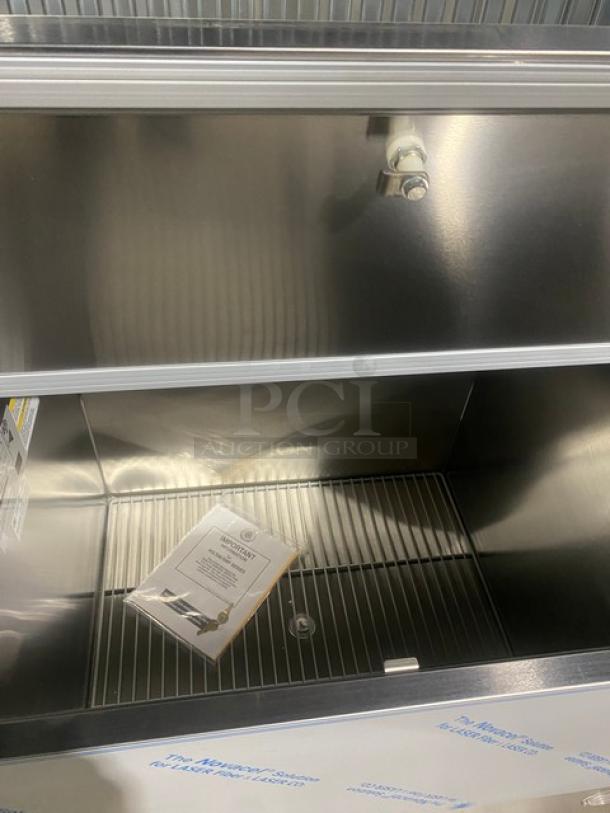 NEW! SCRATCH-N-DENT! Beverage-Air Commercial Stainless Steel Cold Wall Single Access Milk Cooler! Energy Star Certified! With Heavy-Duty Epoxy-Coated Wire Rack! With Safety Bumper Edge Self-Latching Doors/Lids! Model: SM34HC-S SN: 13206661! 115V 1 Phase! On Casters! - Image 7 of 15