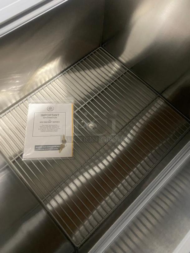 NEW! SCRATCH-N-DENT! Beverage-Air Commercial Stainless Steel Cold Wall Single Access Milk Cooler! Energy Star Certified! With Heavy-Duty Epoxy-Coated Wire Rack! With Safety Bumper Edge Self-Latching Doors/Lids! Model: SM34HC-S SN: 13206661! 115V 1 Phase! On Casters! - Image 8 of 15