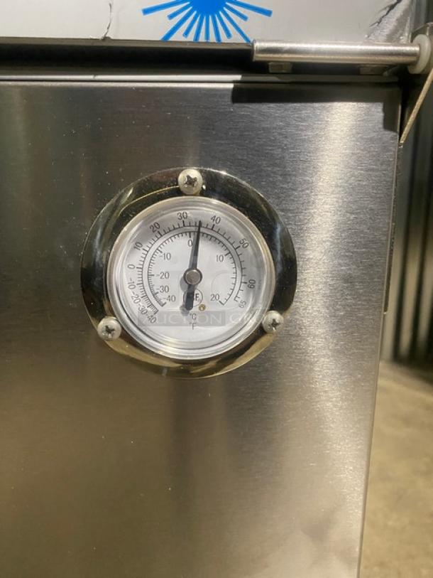 NEW! SCRATCH-N-DENT! Beverage-Air Commercial Stainless Steel Cold Wall Single Access Milk Cooler! Energy Star Certified! With Heavy-Duty Epoxy-Coated Wire Rack! With Safety Bumper Edge Self-Latching Doors/Lids! Model: SM34HC-S SN: 13206661! 115V 1 Phase! On Casters! - Image 12 of 15