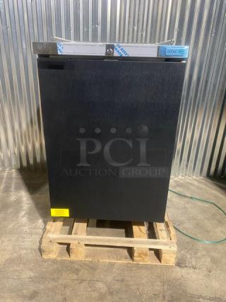 NEW! SCRATCH-N-DENT! Asber Commercial Black Vinyl Refrigerated Single Door Direct Draw Kegerator! With New In The Box Single Tap Tower! With Lock & Keys! Model: ADDC23 SN: 8101848507! 115V 1 Phase! On Casters!