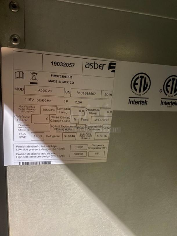 NEW! SCRATCH-N-DENT! Asber Commercial Black Vinyl Refrigerated Single Door Direct Draw Kegerator! With New In The Box Single Tap Tower! With Lock & Keys! Model: ADDC23 SN: 8101848507! 115V 1 Phase! On Casters! - Image 7 of 12
