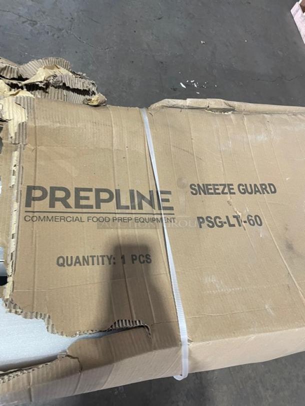 NEW! IN THE BOX! Prepline Commercial Heavy Duty Stainless Steel Framed 60" Glass Sneeze Guard! With Lamp Box & Bulbs! Model: PSG-LT-60! - Image 3 of 4