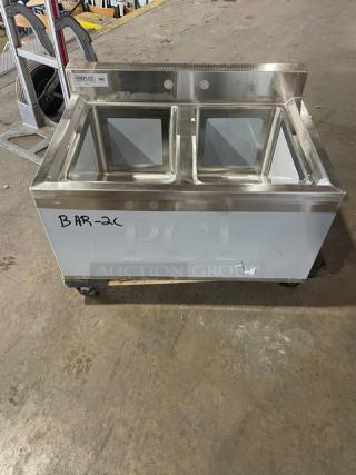 NEW! SCRATCH-N-DENT! Prepline Commercial Stainless Steel 2 Bowl Underbar Hand Sink! With 3" Back Splash! Model: BAR-2C!