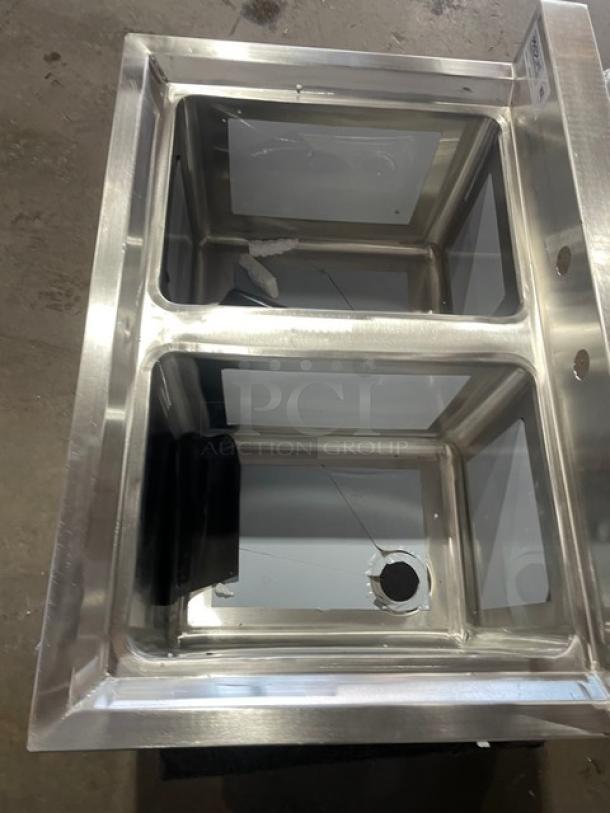 NEW! SCRATCH-N-DENT! Prepline Commercial Stainless Steel 2 Bowl Underbar Hand Sink! With 3" Back Splash! Model: BAR-2C! - Image 5 of 7