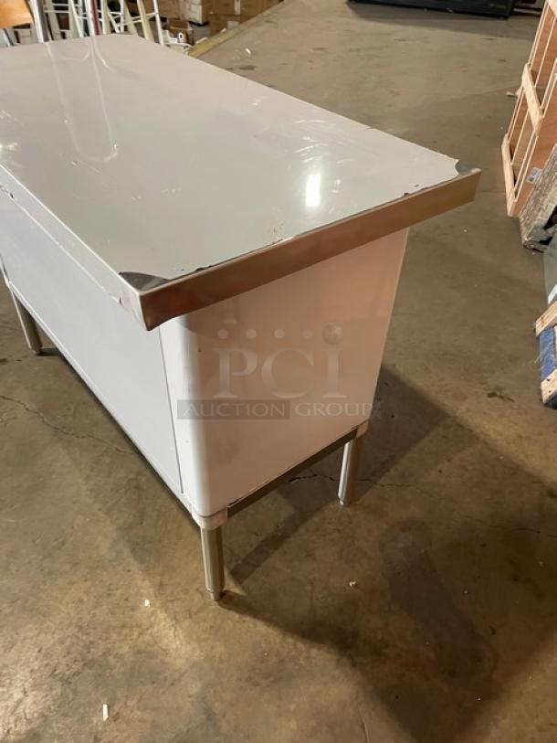 NEW! SCRATCH-N-DENT! Prepline Commercial 304 Stainless Steel Enclosed Base Worktop Table! With Double Sliding Doors! Model: PTC-2448! On Legs! - Image 2 of 5