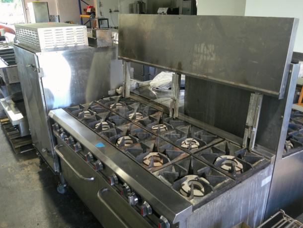BARELY USED 10 Burner & Double Oven Range With Backsplash, Racking - Image 1 of 7
