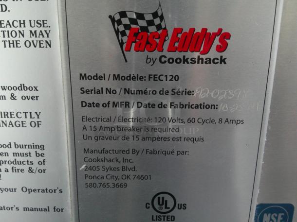 BRAND NEW USED ONCE FOR TESTING Cookshack FEC120 Fast Eddy's Commercial Smoker Oven 120V - Image 3 of 9