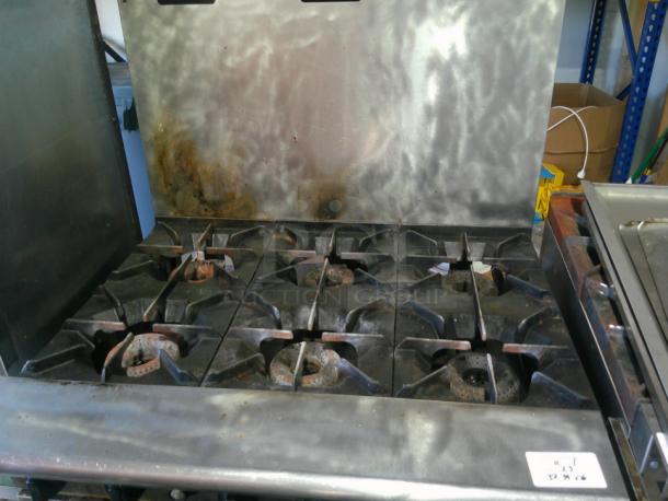 6 Burner Range & Oven W/ Backsplash & Heavy Duty Cast Iron Tray - Image 1 of 5