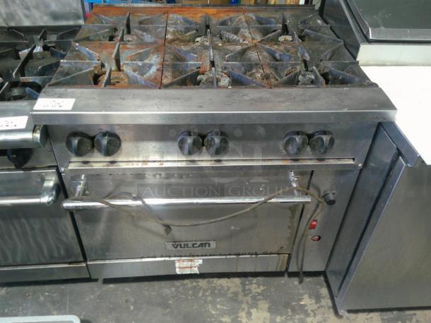 Vulcan 36C-6B 36" 6 Burner Gas Range w/ Convection Oven, Natural Gas Comes With Many Cast Iron Pans - Image 1 of 6