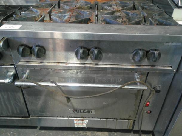 Vulcan 36C-6B 36" 6 Burner Gas Range w/ Convection Oven, Natural Gas Comes With Many Cast Iron Pans - Image 2 of 6