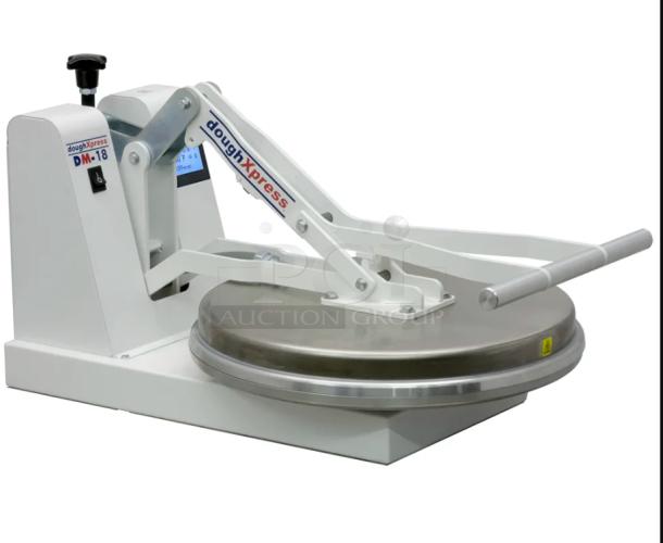 LIKE NEW DoughXpress DM-18-120 Manual Pizza Dough Press, Heated Upper Aluminum Plate, 120 V - Image 1 of 5