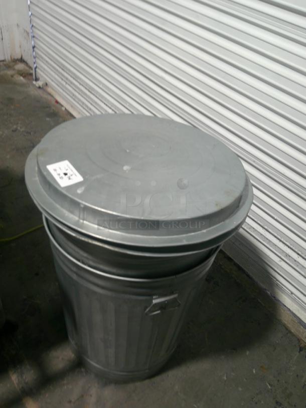 NICE Vintage Galvanized Metal Garbage Cans w/ Lids - Image 1 of 3