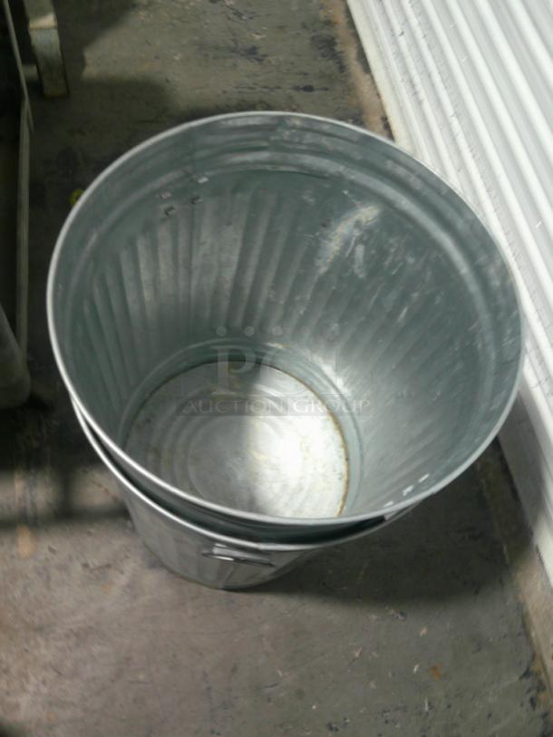 NICE Vintage Galvanized Metal Garbage Cans w/ Lids - Image 2 of 3