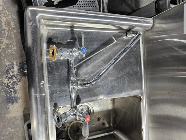 NICE BARELY USED Three Bay Commercial Stainless Sink INCLUDES FAUCET, LEGS! - Image 2 of 3