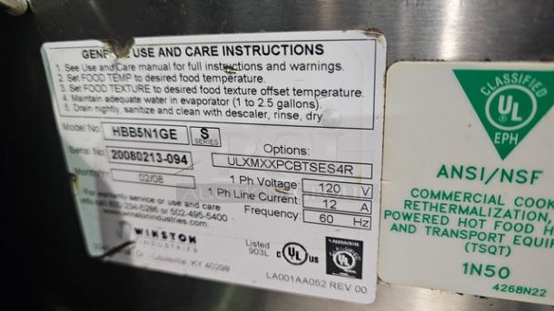 Winston HBB5N1GE B-Series Single Drawer CVAP Cabinet, 120V - Image 3 of 5