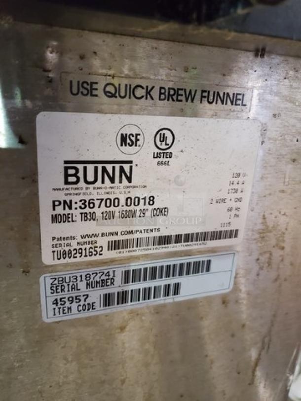 Bunn 36700.0018 TB3Q 3 Gallon Iced Tea Brewer - Image 2 of 4