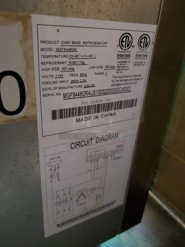 Atosa MGF8448GR — 36″ Refrigerated Chef Base on Casters - Image 6 of 7