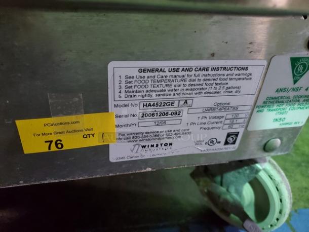 Winston CVAP HA4522GE Full Sized Food Warmer Transport Warming Holding Cabinet - Image 4 of 8