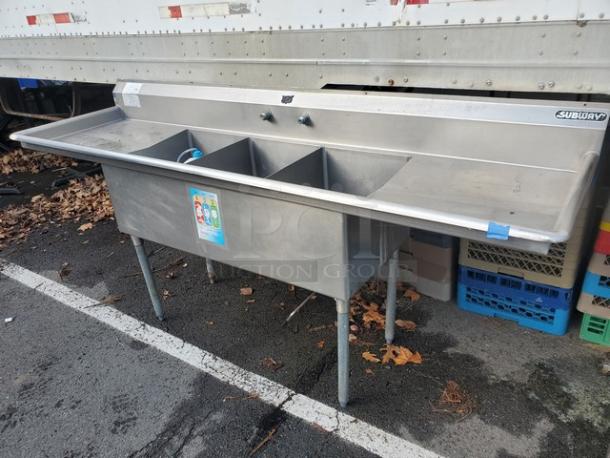 3 Compartment Stainless Steel Sink - Image 1 of 3