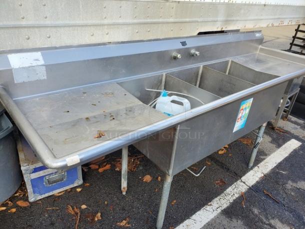3 Compartment Stainless Steel Sink - Image 3 of 3