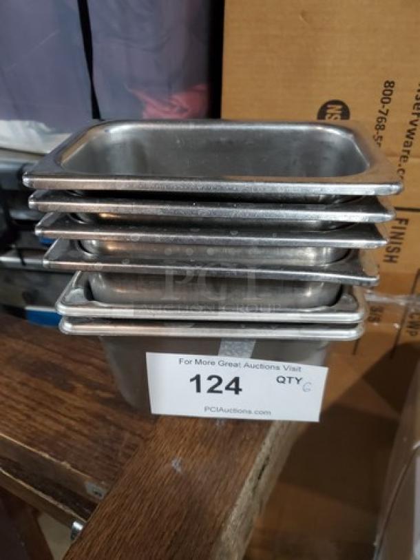 Lot of 6 Small Stainless Steel Food Pans (6xBid) - Image 1 of 2