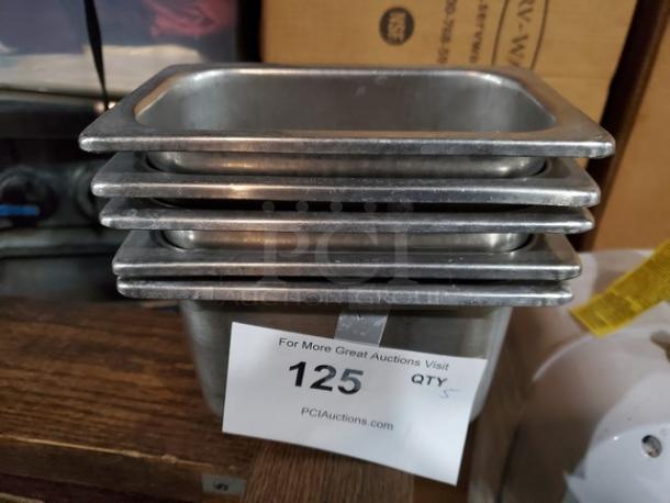 Lot of 5 Small Stainless Steel Food Pans (5xBid) - Image 1 of 2