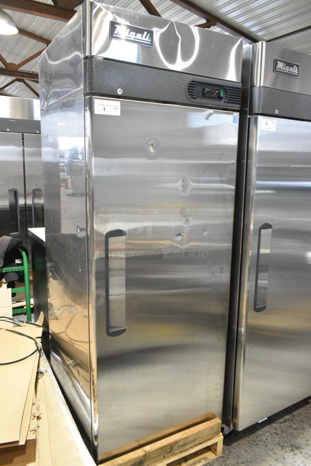 BRAND NEW SCRATCH AND DENT! 2023 Migali C-1F-HC Stainless Steel Commercial Single Door Reach In Freezer w/ Poly Coated Racks. 115 Volts, 1 Phase. Serial C-1F-HC003231103092C0002. Tested and Working! - Image 2 of 5