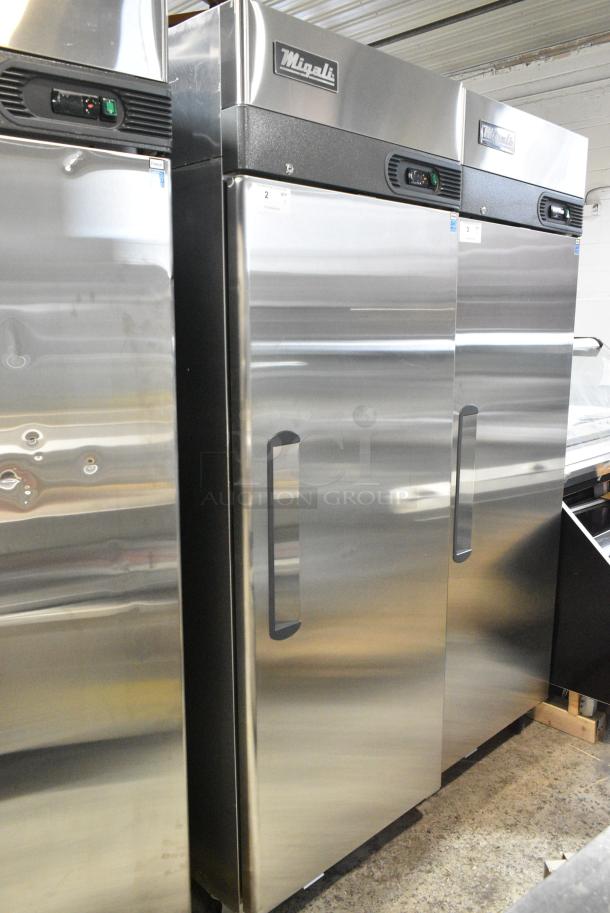 BRAND NEW SCRATCH AND DENT! 2024 Migali C-1R-HC Stainless Steel Commercial Single Door Reach In Cooler w/ Poly Coated Racks. 115 Volts, 1 Phase. Serial C-1R-HC240325C008. Tested and Working! - Image 2 of 5