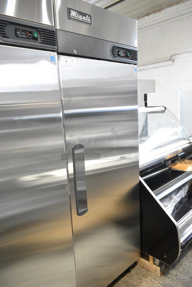 BRAND NEW SCRATCH AND DENT! 2023 Migali C-1F-HC Stainless Steel Commercial Single Door Reach In Freezer w/ Poly Coated Racks. 115 Volts, 1 Phase. Serial C-1F-HCT03230726092T0013. Tested and Working! - Image 2 of 5